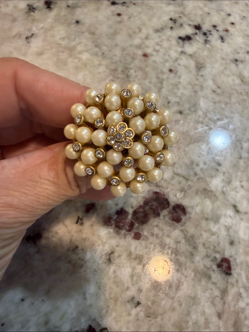 Stella & Dot Ivory Pearl Cluster Adjustable Statement Ring